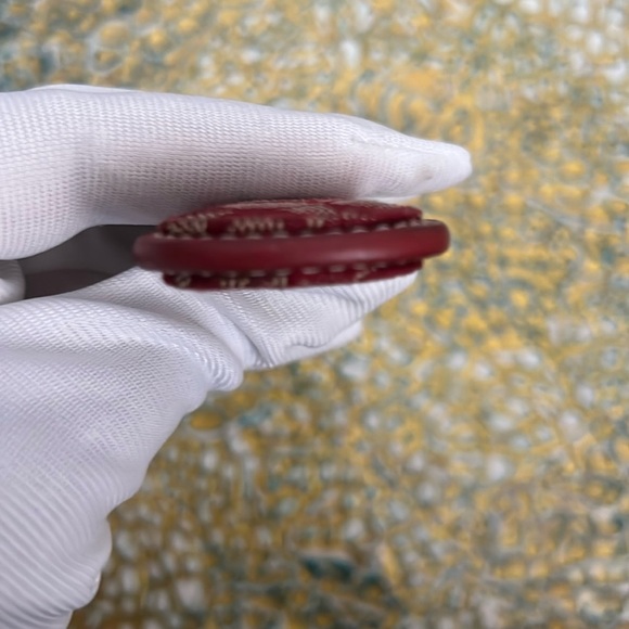 Coach Signature Monogram Canvas Key Chain w/ Leather Trim (Red) - Picture 4 of 7